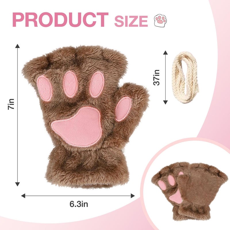 Tiny Chou Cat Paw Gloves for Cosplay Party Halloween Costume Accessories, Winter Fingerless Warm Gloves for Women Girls - Image 2